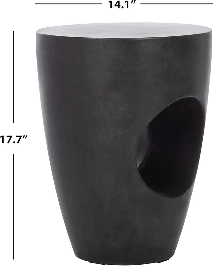 Safavieh Outdoor Aishi Black Modern Concrete Round Accent Table