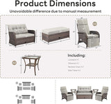 Belord Patio Furniture Set - 6-Piece Wicker Loveseat Outdoor Daybed Furniture Set with Recliner Lounge Chairs Set of 2 - Photo 2