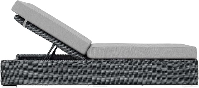 Modway Summon Wicker Rattan Aluminum Outdoor Patio Poolside Chaise Lounge Chair with Sunbrella® Fabric Cushions in - Photo 3