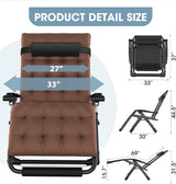 Oversized Zero Gravity Chair, 33In XXL Padded Lounge Chair, Recliner Chair W/Cushion& Storage Bag, Footrest - Photo 3
