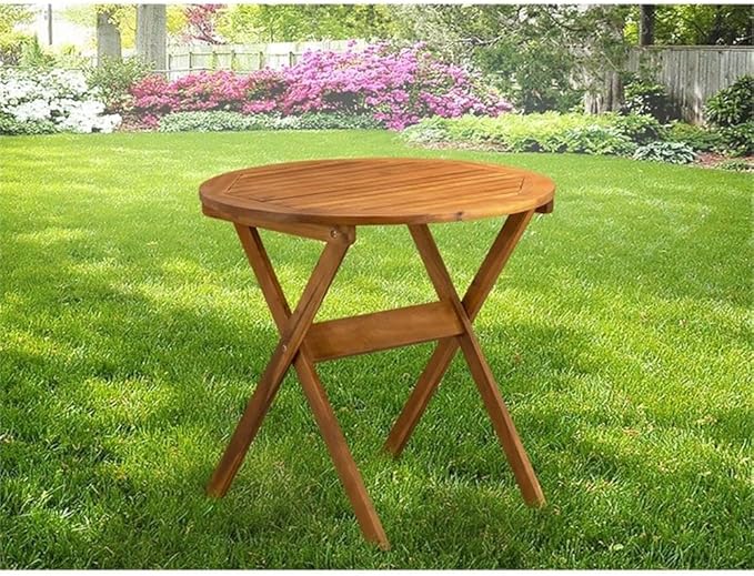 East West Furniture BMNTDNA Patio Furniture Outdoor Acacia Wood Round Coffee Table, 30x30 Inch, Natural Oil