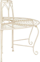 SAFAVIEH Outdoor Furniture Collection – Abia Antique White Distressed Wrought Iron 50-Inch Curved Tree Bench - Photo 6