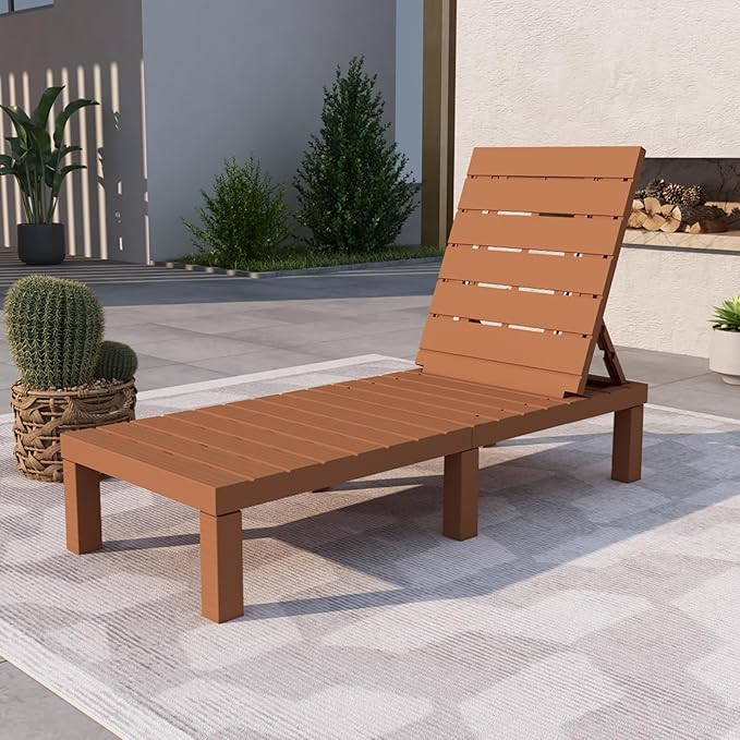 DIMAR GARDEN Outdoor Chaise Lounge,Resin Pool Lounge Chair Waterproof Recliner, Caramel - Photo 2