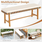 Tangkula Acacia Wood Outdoor Bench with Padded Cushion, 48" Long Dining Bench with Washable Zippered Cover - Photo 8