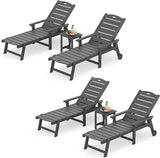 LUE BONA Chaise Lounge Chair with Table, 6-Piece, HDPS Chaise Lounger, 5 Positions Adjustable Lounge Chairs - Photo 1