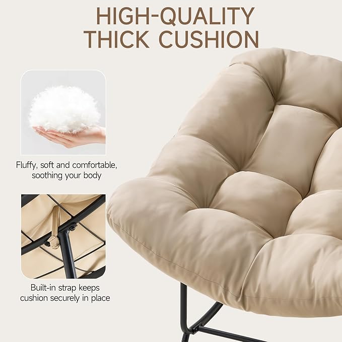 ONBRILL Papasan Rocking Chair with Cushion, Oversized Patio Lounge Rocker, Egg Chair Outdoor Indoor, for Living Room - Photo 6