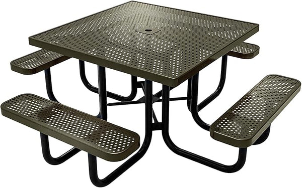 COATEDOUTDOORFURNITURE Heavy-Duty Portable Outdoor Picnic Table with Umbrella Hole - Photo 1