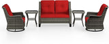 5 Piece Patio Furniture Set, 2-Seater Loveseat, 2 Swivel Glider Chairs and 2 Side Tables - Photo 9