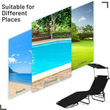 Giantex Outdoor Folding Chaise Lounge, Portable Tanning Chair with 5 Adjustable Positions, 360° Canopy Shade - Photo 5