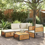 Cream White Acacia Garden Chair with Cushions, Solid Acacia Wood and Metal Frame for Patio, Garden, Balcony - Photo 4