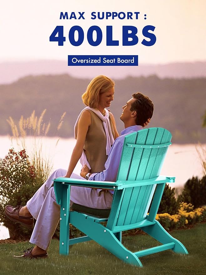 BRIOPAWS Adirondack-Chairs-Set of 6 | Fire Pit Chair | Oversized | HDPE Plastic | Weather Resistant | for Deck Outdoor Poolside Campfire | Aqua
