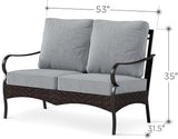PHI VILLA Wicker & Metal Outdoor 2-Seat Patio Couch, Patio Sofa Loveseat with Deep Seating for Front Porch, Deck - Photo 2