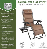 TIMBER RIDGE Aluminum Zero Gravity Chairs, Folding Recliner Chair Padded with Cup Holder and Headrest - Photo 3
