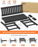 YEFU Outdoor Bench for Patio Waterproof: Heavy Duty 2-Person Garden Bench Set of 2 with 2 Cup Holders & Oversized - Photo 7