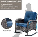 Belord 5 Piece Outdoor Conversation Patio Furniture Set - All-Weather Wicker Patio Rocking Chairs with Loveseat Glider - Photo 3