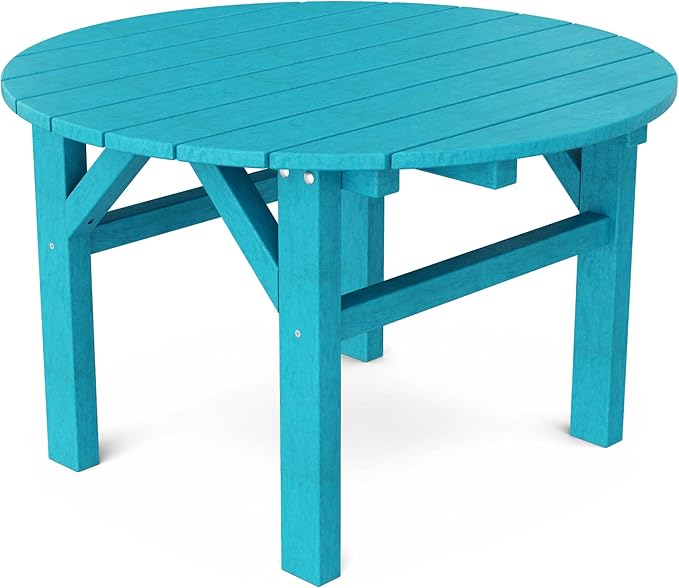 Wildridge Classic 33" Occasional Table, Aruba Blue - Outdoor Weather Resistant Recycled Plastic Furniture for Patio