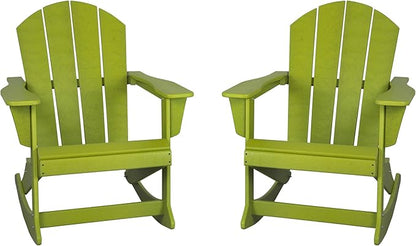 WestinTrends Malibu 2 Piece Set Outdoor/Patio Poly Adirondack Rocking Chairs (2 Seater), Lime