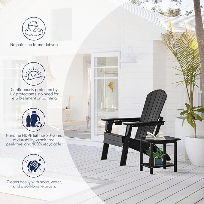 Plawdlik Folding Adirondack Chair, Cup Holder, SGS Tested - Photo 5