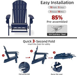 Folding Adirondack Chairs, HDPE Plastic Adirondack Chair with Cup Holder Weather Resistant - Photo 7