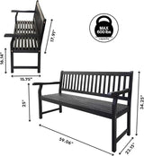 JONATHAN Y BNH101C Laurel 59.1" 3-Seat Slat-Back 600-Lbs Support Acacia Wood Outdoor Garden Patio Bench for Garden, Lawn - Photo 3