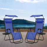 Athena Collection Patio Chairs Set of 2 Reclining Lounge Chair with Cup Holder and Pillow Fabric Camping Chairs with - Photo 2