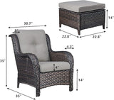 Rilyson Wicker Patio Furniture Set - 4 Piece Rattan Outdoor Sectional Conversation Sets with 2 Chairs and 2 Ottomans - Photo 3