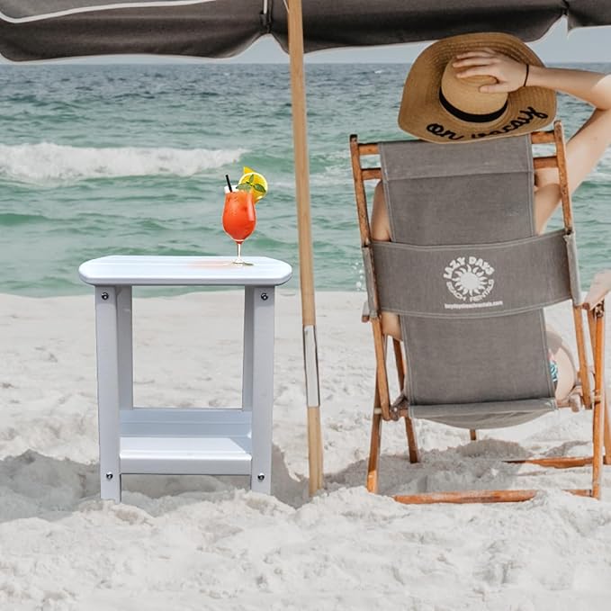 Adirondack Square Outdoor Side Table, 2-Tier Storage Patio Side Table - Photo 7