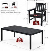 Stoog 7 Pieces Patio Dining Sets, All-Weather HIPS Material & Aluminum Frame Dining Table with 2" Umbrella Hole - Photo 5