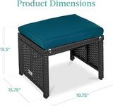 Best Choice Products Set of 2 Wicker Ottomans, Multipurpose Outdoor Furniture for Patio, Backyard, Additional Seating - Photo 7