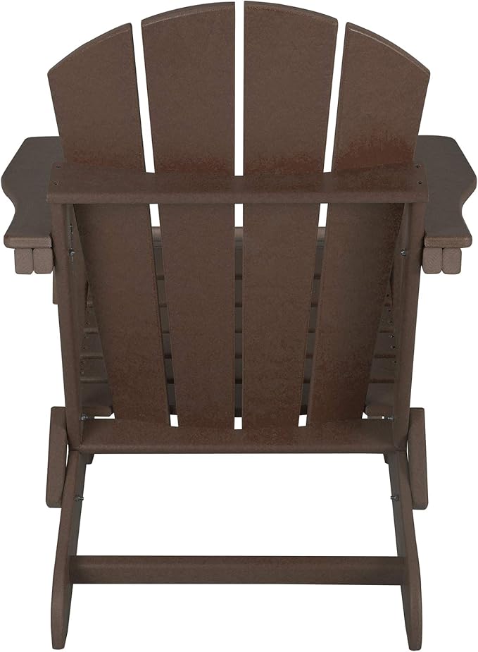WestinTrends Malibu Outdoor Lounge Chair, 2-Pieces Adirondack Chair Set with Ottoman, All Weather Poly Lumber Patio Lawn Folding Chairs for Outside Pool Garden Backyard Beach, Dark Brown