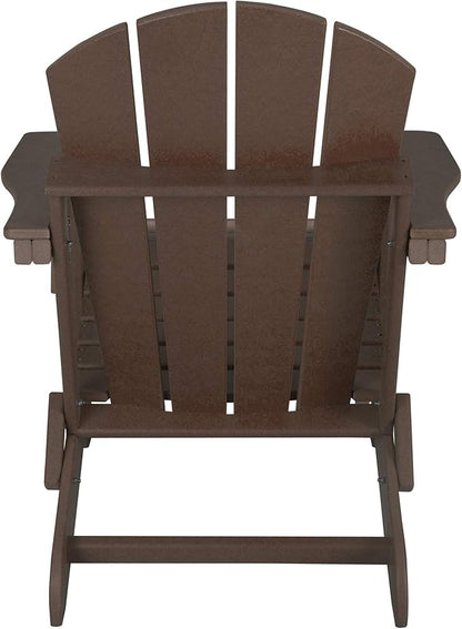 WestinTrends Malibu Outdoor Lounge Chair, 2-Pieces Adirondack Chair Set with Ottoman, All Weather Poly Lumber Patio Lawn Folding Chairs for Outside Pool Garden Backyard Beach, Dark Brown