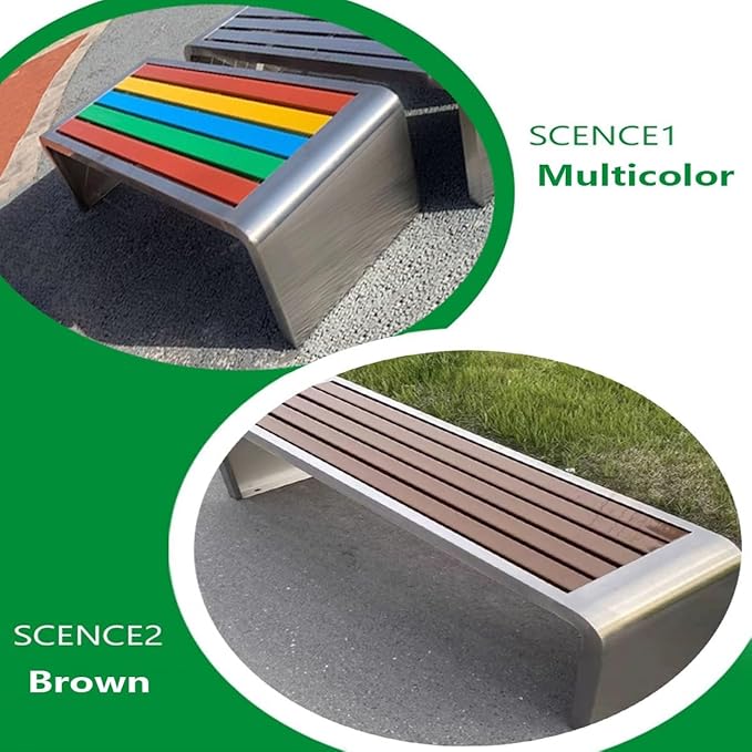 Bench, Chair, Backless Bench, Park Bench, Metal Garden Bench, Front Porch Bench, 2-Person Garden Bench, High Load-Bearing Outdoor Benches(Coffee Color,47.2x15.7x17.7in)