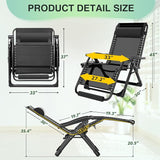 Suteck Oversized Zero Gravity Chair, 33In XXL Outdoor Recliner Chair w/Removable Cushion&Headrest - Photo 2