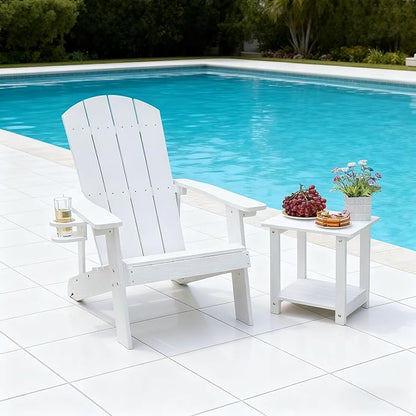 Outdoor Adirondack Chair, Weather-Resistant HIPS Patio Lounge Chair, 1Pcs Fixed Seating for Porch, Garden, Deck, Backyard