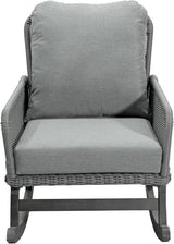 Outdoor Wooden Rocking Chair, Patio Rocking Chair with Soft Cushions & Wood Leg - Photo 3