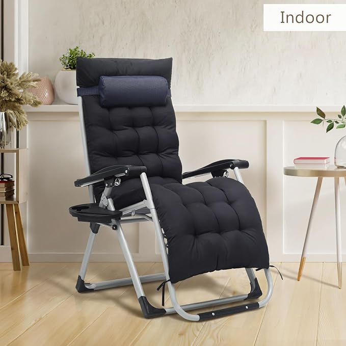 Zero Gravity Chair, Portable Folding Reclining Lounge Chairs with Adjustable Cushion and Cup Holder Trays for Outdoor - Photo 6