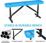 4 Feet Outdoor Steel Bench, Blue Heavy Duty Metal Park Bench for Outside, Weatherproof Dock Bench - Photo 3
