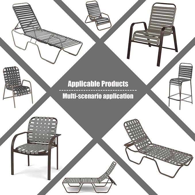 Vinyl Straps for Patio Chair Repair Kit 2'' Wide 10 Ft Long Replacement Straps + 10 Free Rivets for Outdoor Lawn - Photo 6
