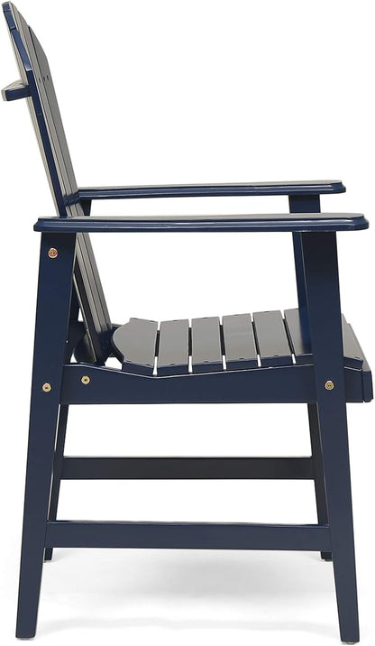 Outdoor Weather Resistant Acacia Wood Adirondack Dining Chairs (Set of 2), Blue Navy Finish