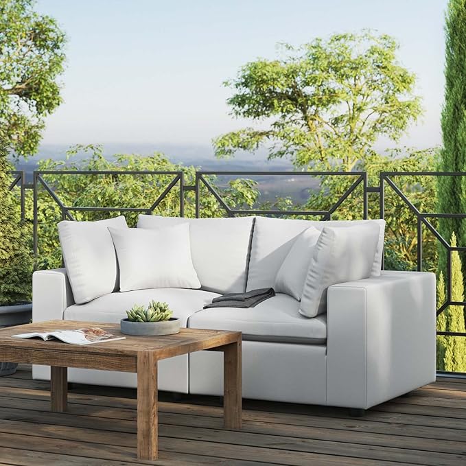 Modway Commix Outdoor Patio Overstuffed Loveseat in White - Photo 2