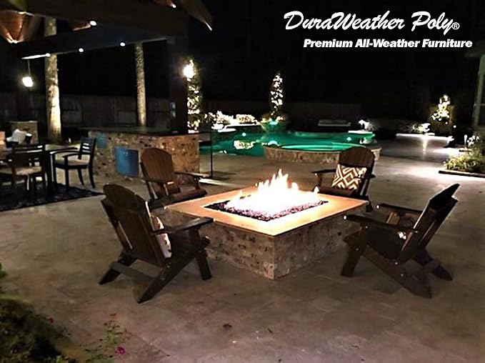 DuraWeather Poly Classic King Size Folding Adirondack Chair (Chestnut Wood Grain)