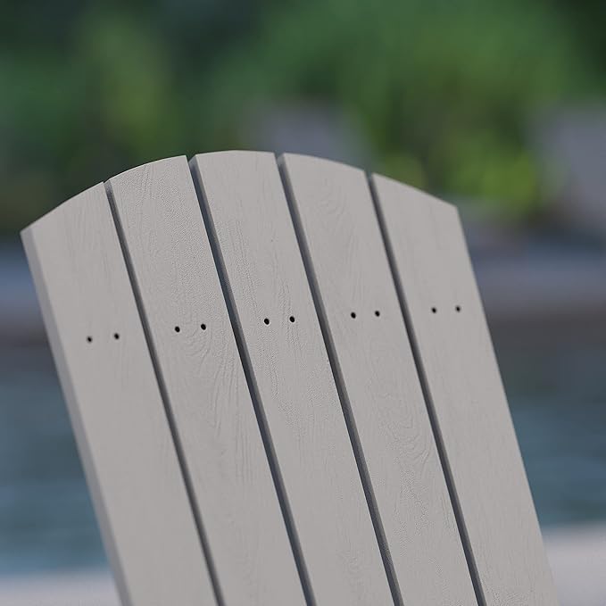 Merrick Lane Riviera Poly Resin Folding Adirondack Lounge Chair - Gray - Indoor/Outdoor - Weather Resistant
