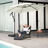 JOIVI Patio Chaise Lounge, Outdoor Lounge Chair, PE Rattan Folding Chaise Lounger with Removable Dark Gray Cushion - Photo 8