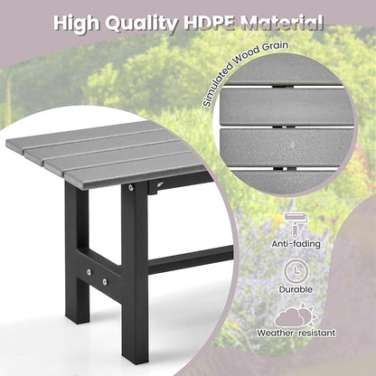 Tangkula 47 Inch HDPE Outdoor Bench Backless Set of 2, Patio Dining Bench with Slatted Seat & Heavy-Duty Metal Frame, 660 LBS Capacity, Weatherproof Outside Bench for Garden, Yard & Porch, Grey