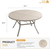 VICLLAX Round Patio Table with Adjustable Umbrella Hole for 8, All Weather Metal Outdoor Dining Table for Lawn Garden - Photo 3