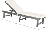 SAFAVIEH Outdoor Collection Inglewood Ash Grey Solid Wood/Beige Cushion Adjustable Chaise Lounge Chair (PAT6723D) - Photo 3