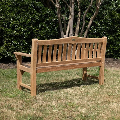 Ash & Ember Hawthorne Grade A Teak 73" Bench, Seats 2-3 People Comfortably, Weather Resistant Indoor Outdoor Solid Wood Patio Furniture with Tightly Spaced Slats, Bowed Back, Armrests