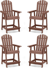 Tangkula Outdoor Bar Stool, HDPE Tall Adirondack Chair with Armrest & Footrest - Photo 9