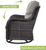 Rilyson Wicker Patio Furniture Set - 5 Piece Rattan Outdoor Sectional Conversation Sets with 2 Swivel Rocking Chairs - Photo 5