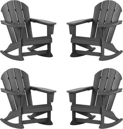 WestinTrends Malibu Outdoor Patio Porch Rocking Adirondack Chair (Set of 4), Gray